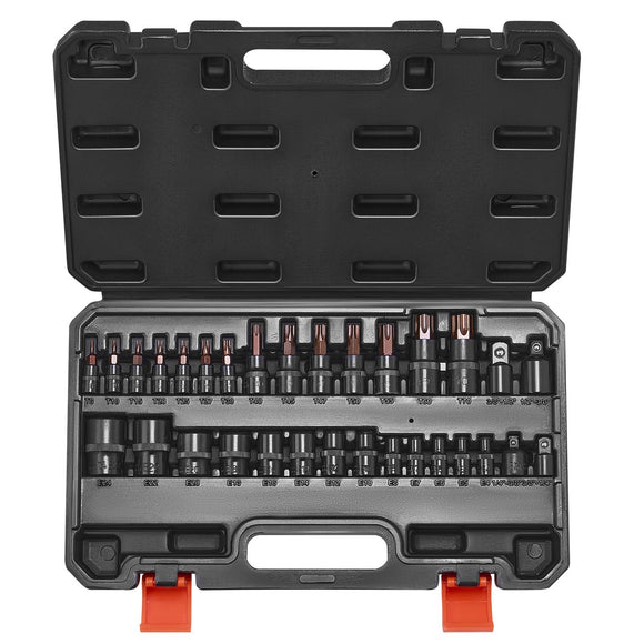 Torx Bit Socket and External Torx Socket Set 31-Piece T8-T70 and E4-E24 Steel