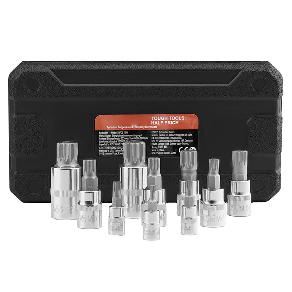 XZN Triple Square Spline Bit Socket Set 10-Piece M4-M18 Cr-V Steel Storage Case