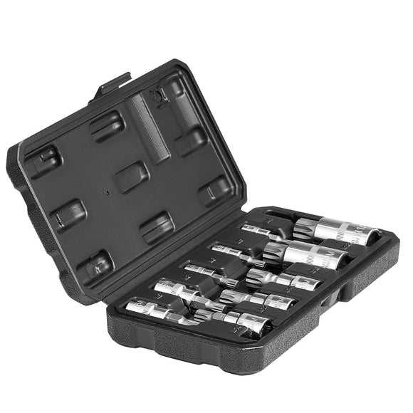 XZN Triple Square Spline Bit Socket Set 10-Piece M4-M18 Cr-V Steel Storage Case