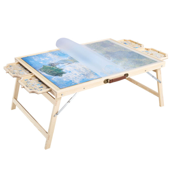 1500 Piece Puzzle Board with Folding Leg Portable Wooden Jigsaw 86x63cm
