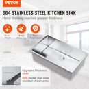 VEVOR Kitchen Sink, 304 Stainless Steel Drop-In Sinks, Undermount Single Bowl Basin with Accessories(Pack of 3), Household Dishwasher Sinks for Workstation, RV, Prep Kitchen, and Bar Sink, 32 inch-2