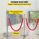 VEVOR 6PCS Red Rope Stanchion Silver Post Crowd Control Queue Line Barrier-4