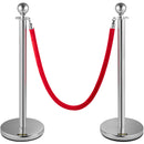 VEVOR 6PCS Red Rope Stanchion Silver Post Crowd Control Queue Line Barrier-10
