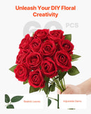 VEVOR 60 Pcs Red Roses Artificial Flowers Realistic Bouquet for Xmas Home Decor-4