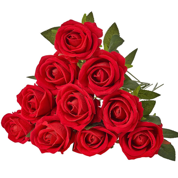 VEVOR 60 Pcs Red Roses Artificial Flowers Realistic Bouquet for Xmas Home Decor