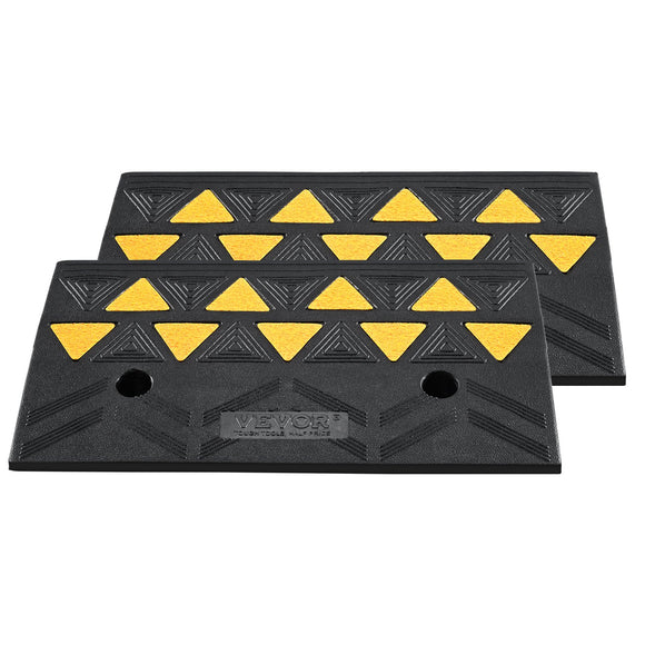 VEVOR Rubber Curb Ramp 2 Pack, 11 cm Rise Height Heavy-Duty 15 tons Load Capacity Threshold Ramps, Driveway Ramps with Stable Grid Structure for Cars, Wheelchairs, Bikes, Motorcycles