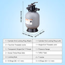 VEVOR Sand Filter, 16-inch, 406.4mm, Up to 35 GPM Flow Rate, Above Inground Swimming Pool Sand Filter System with 7-Way Multi-Port Valve, Filter, Backwash, Rinse, Recirculate, Waste, Winter, Closed Functions-7