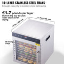 VEVOR 10 Trays Food Dehydrator Machine Stainless Steel 800W Jerky Fruit Drying-3