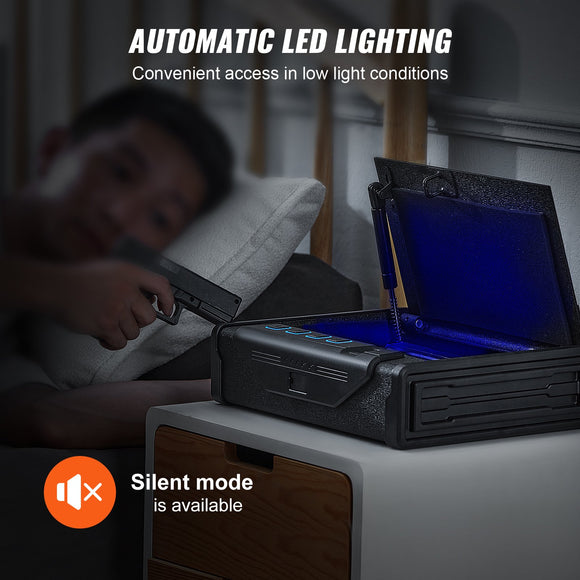 VEVOR Gun Safe for Pistols Biometric Gun Safe with 3 Access Ways for 2 Pistols