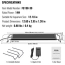 VEVOR Aquarium Light, 14W Full Spectrum Fish Tank Light with 24/7 Natural Mode, Adjustable Timer & 5-Level Brightness, with Aluminum Alloy Shell Extendable Brackets for 12"-18" Freshwater Planted Tank-7