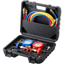 VEVOR AC Gauge Set - 3 Way AC Manifold Gauge Set for R134A R22 R12 R502 Refrigerant, Freon Gauges with 5ft Hoses, Couplers, Can Tap Works on Car Auto Freon Charging and Evacuation-1