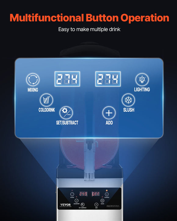 VEVOR 12L Commercial Slushy Machine Margarita Smoothie Frozen Drink Maker