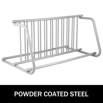 10 Holders Floor Bike Rack, 59" Length All-Steel Grid Bike Rack, 10-Bike Capacity Dual-Side Storage Stand for Garages Streets Yards Bike Events - 0