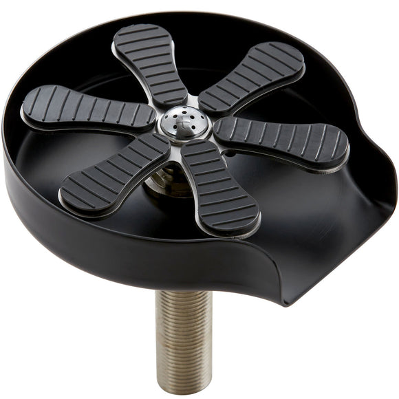 VEVOR Glass Rinser, 10 Powerful Spraying Jets Rotating Cup Rinser for Sink, 304 Stainless Steel Faucet Cup Washer & Silicone Nonslip Pad for Baby Bottle, Glass Cup, Wine Glass (Matte Black Base)