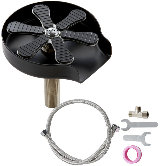 VEVOR Glass Rinser, 10 Powerful Spraying Jets Rotating Cup Rinser for Sink, 304 Stainless Steel Faucet Cup Washer & Silicone Nonslip Pad for Baby Bottle, Glass Cup, Wine Glass (Matte Black Base)