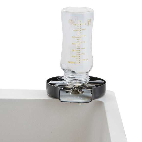 VEVOR Glass Rinser, 10 Powerful Spraying Jets Rotating Cup Rinser for Sink, 304 Stainless Steel Faucet Cup Washer & Silicone Nonslip Pad for Baby Bottle, Glass Cup, Wine Glass (Matte Black Base)