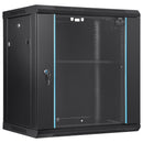 VEVOR Wall Mount Network Server Cabinet, 393.7 mm Deep, Server Rack Cabinet Enclosure, 90.72 kg Max. Ground-mounted Load Capacity, with Locking Glass Door Side Panels, for IT Equipment, A/V Devices-1