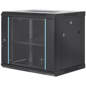 9U Wall Mount Network Server Cabinet, 39.37 cm Deep, Server Rack Cabinet Enclosure, 90.7 kg Max. Ground-mounted Load Capacity, with Locking Glass Door Side Panels, for IT Equipment, A/V Devices