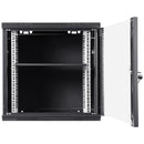 VEVOR 9U Wall Mount Network Server Cabinet, 39.37 cm Deep, Server Rack Cabinet Enclosure, 90.7 kg Max. Ground-mounted Load Capacity, with Locking Glass Door Side Panels, for IT Equipment, A/V Devices-11
