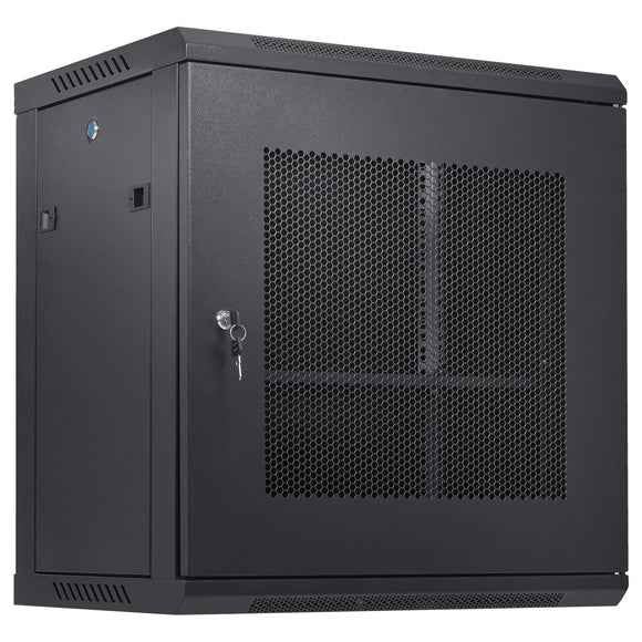 12U Wall Mount Network Server Cabinet, 15.5'' Deep, Server Rack Cabinet Enclosure, 200 lbs Max. Ground-mounted Load Capacity, with Locking Door Side Panels, for IT Equipment, A/V Devices