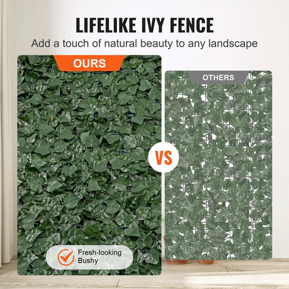 VEVOR Ivy Privacy Fence, 59 x 98 in Artificial Green Wall Screen, Greenery Ivy Fence with Mesh Cloth Backing and Strengthened Joint, Faux Hedges Vine Leaf Decoration for Outdoor Garden, Yard, Balcony