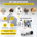 Air Compressor 6.6 Gallon, Portable Air Compressor 1 HP, Oil Free Air Compressor Steel Tank 750W, Pancake Air Compressor 115 PSI, Ultra Quiet Compressor for Home Repair, Tire Inflation-3