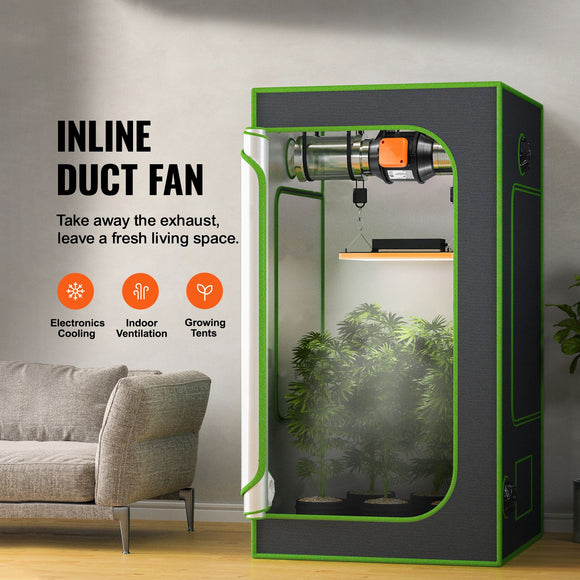 Inline Duct Fan, 102mm 129.7 CFM with Variable Speed Controller, Quiet AC-motor Ventilation Exhaust Fan for Cooling Booster, Grow Tents, Hydroponics