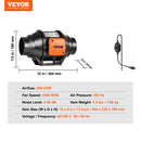 VEVOR Inline Duct Fan, 102mm 129.7 CFM with Variable Speed Controller, Quiet AC-motor Ventilation Exhaust Fan for Cooling Booster, Grow Tents, Hydroponics-7