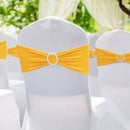 VEVOR Stretch Spandex Chair Sashes, Chair Slipcover and Stretch Chair Sash with Round Buckle, Elastic Chair Bands, Fitting Wedding, Holiday, Banquet, Party Chair Decoration (100 PCS Golden Yellow)-8
