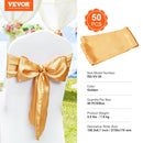 VEVOR Stretch Spandex Chair Sashes Bows, Chair Slipcover and Stretch Chair Sash, Elastic Chair Bands, Fitting Wedding, Holiday, Banquet, Party, Celebration Chair Decoration (50 PCS Gold)-7