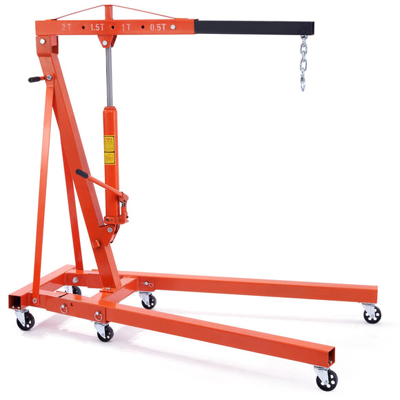 VEVOR Hydraulic Engine Hoist with Lever, 2000KG Heavy-duty Cherry Picker Shop Crane, Foldable Engine Crane and Engine Hoist leveler for Auto Repair, Motors, Weights Lifting, Loading