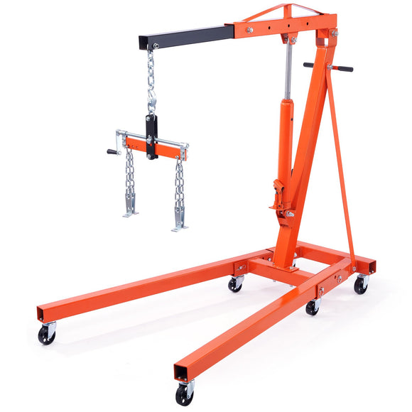 VEVOR Hydraulic Engine Hoist with Lever, 2000KG Heavy-duty Cherry Picker Shop Crane, Foldable Engine Crane and Engine Hoist leveler for Auto Repair, Motors, Weights Lifting, Loading