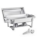 8 Qt 6 Pack Rectangle Chafing Dish Buffet Set Fullsize Pan Stainless Steel-10