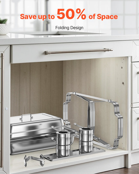 VEVOR 8 Qt 6 Pack Rectangle Chafing Dish Buffet Set Fullsize Pan Stainless Steel