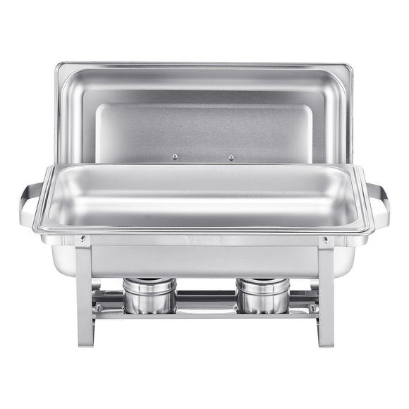 VEVOR 8 Qt 6 Pack Rectangle Chafing Dish Buffet Set Fullsize Pan Stainless Steel