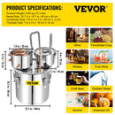 VEVOR Moonshine Still Water Alcohol Distiller 50L w/Thumper Keg & Water Pump-7