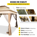 VEVOR Outdoor Canopy Gazebo Tent, Portable Canopy Shelter with 11\'x11\' Large Shade Space for Party, Backyard, Patio Lawn and Garden, 4 Sandbags, Carrying Bag and Netting Included, Brown-4