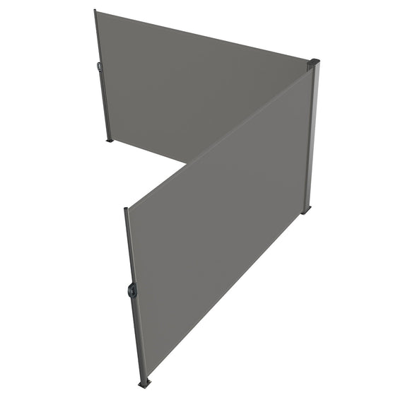 VEVOR Retractable Side Awning, 160X600cm Aluminum Outdoor Privacy Screen, 280g Polyester Water-proof Retractable Patio Screen, UV 30+ Room Divider Wind Screen for Patio, Backyard, Balcony, Gray