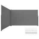 VEVOR Retractable Side Awning, 180X600cm Aluminum Outdoor Privacy Screen, 280g Polyester Water-proof Retractable Patio Screen, UV 30+ Room Divider Wind Screen for Patio, Backyard, Balcony, Gray-1