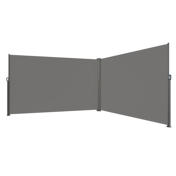 VEVOR Retractable Side Awning, 180X600cm Aluminum Outdoor Privacy Screen, 280g Polyester Water-proof Retractable Patio Screen, UV 30+ Room Divider Wind Screen for Patio, Backyard, Balcony, Gray