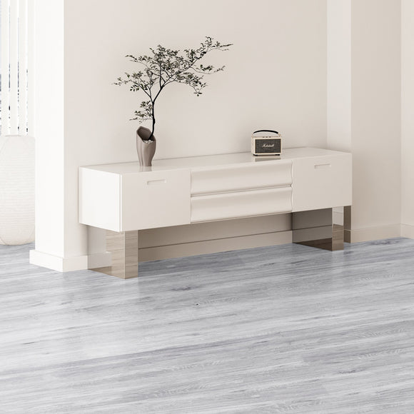 VEVOR Self Adhesive Vinyl Floor Tiles 36 x 6 inch, 20 Tiles 0.62mm Thick Peel & Stick, Light Gray Wood Grain DIY Flooring for Kitchen, Dining Room, Bedrooms & Bathrooms, Easy for Home Decor