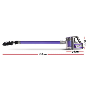 Devanti Stick Vacuum Cleaner Cordless Roller Brush 150W Purple - 0