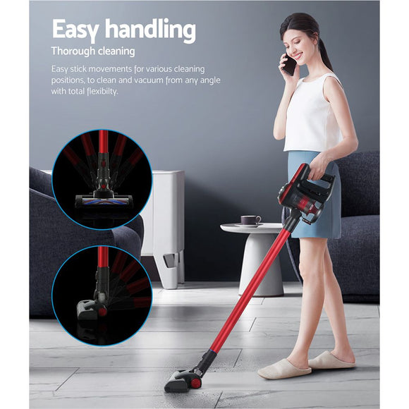 Devanti Stick Vacuum Cleaner Brushless Cordless 250W Red