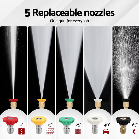 Giantz Pressure Washer Gun Short Trigger 4000PSI M22-14 1/4 Inch 5 Nozzles Red