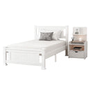 Artiss King Single Bed Frame and Bedside Table White-1