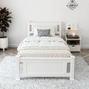 Artiss King Single Bed Frame and Bedside Table White-3