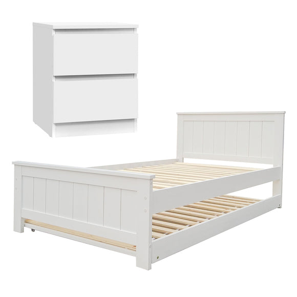 Artiss King Single Bed Frame and Bedside Table