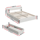 Artiss Bed Frame Double Size Mattress Base wtih Charging Ports 2 Storage Drawers-2