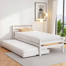 Artiss Bed Frame Single Size 2-in-1 Trundle Wooden White AVIS-1