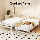 Artiss Bed Frame Single Size 2-in-1 Trundle Wooden White AVIS-4